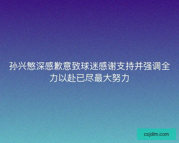孙兴慜深感歉意致球迷感谢支持并强调全力以赴已尽最大努力