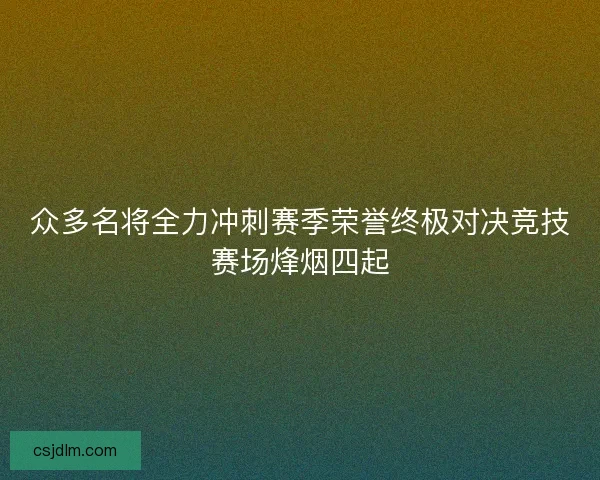众多名将全力冲刺赛季荣誉终极对决竞技赛场烽烟四起
